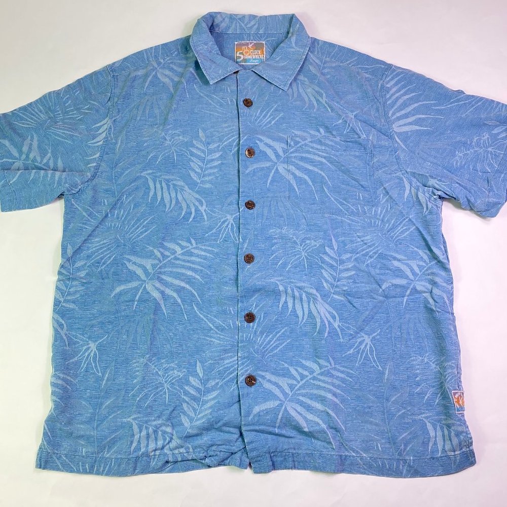 It's 5 o'clock Somewhere Floral Hawaiian Button Up